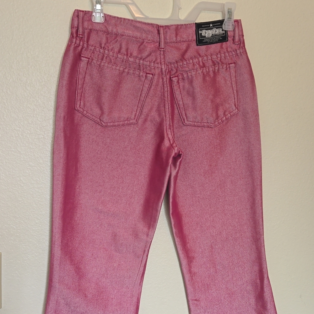 Vtg Y2K pink shimmer reflective jeans